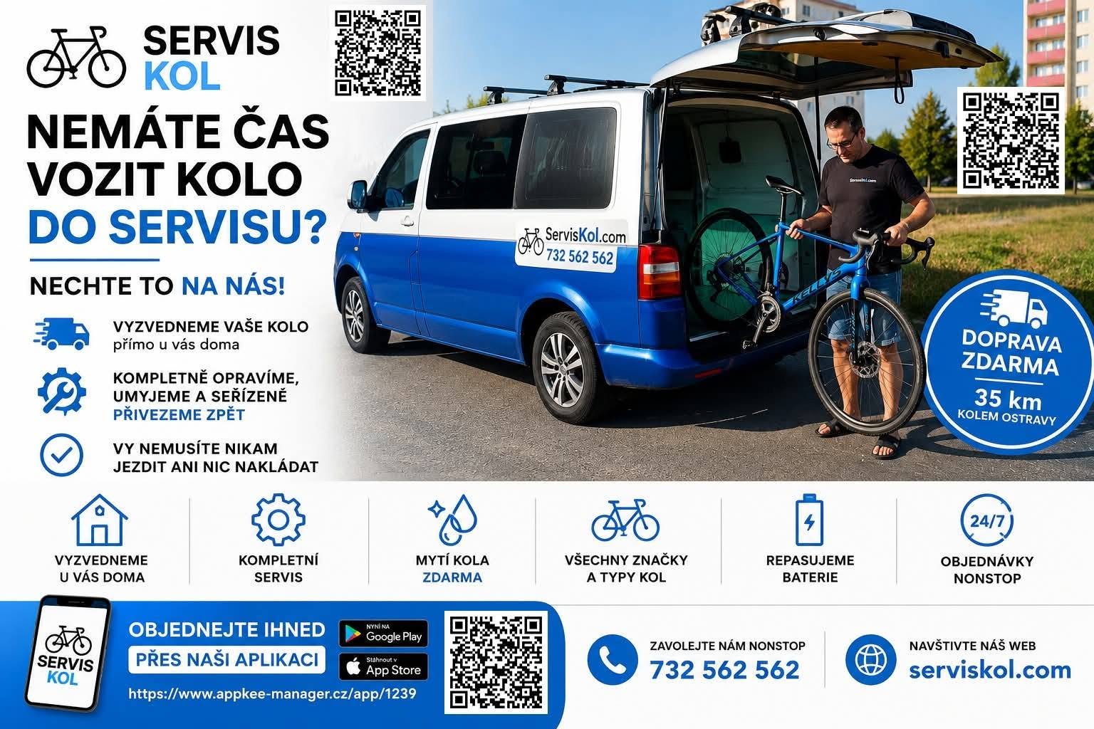 ServisKol.com – vyzvednutí a dovoz kola zdarma v Ostravě a okolí