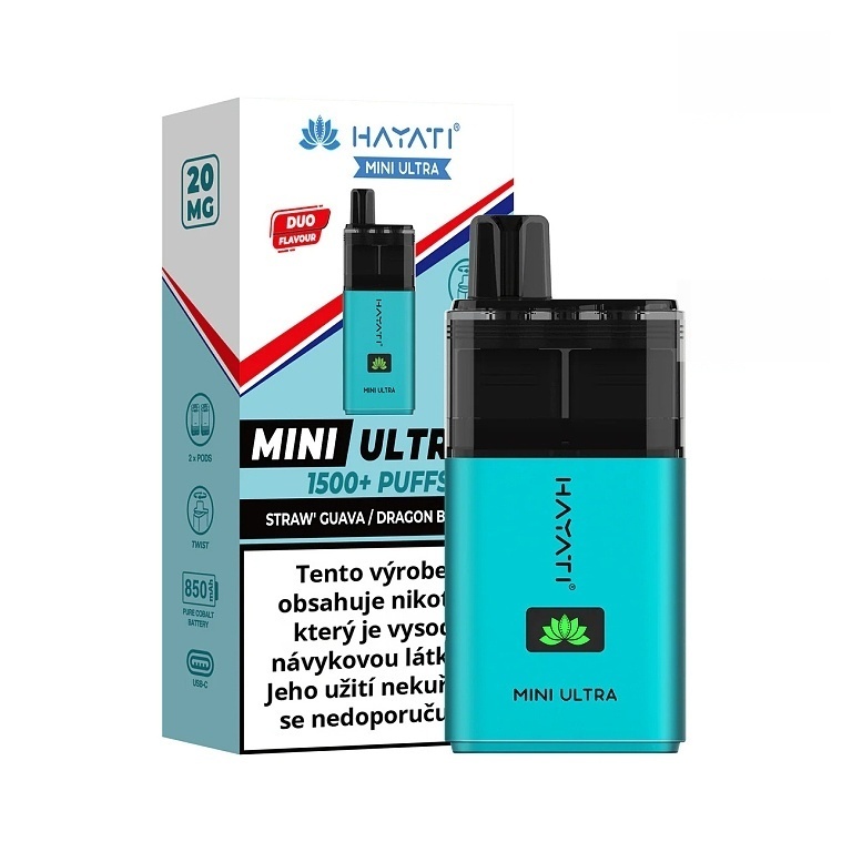 Hayati Mini Ultra Straw´ Guava Dragon Berries 20mg 1500 potahů 1ks