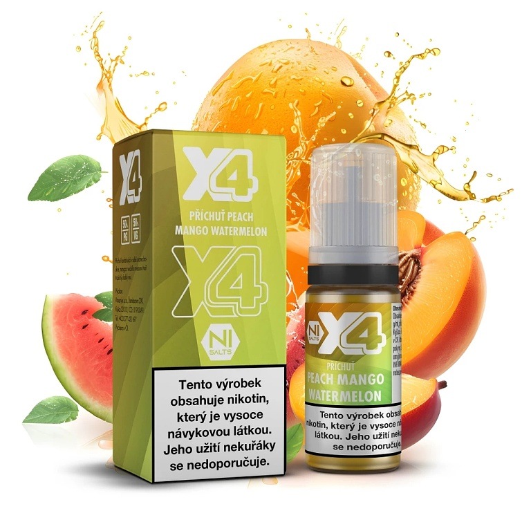 X4 Bar Juice Peach Mango Watermelon 10 ml 10 mg