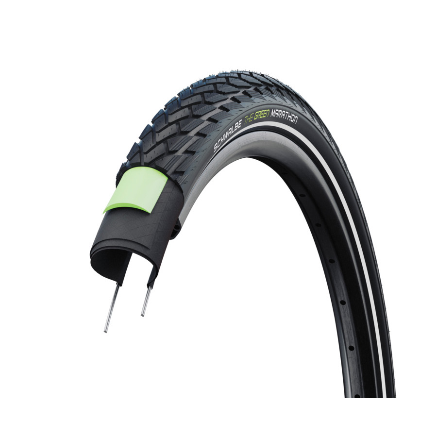 SCHWALBE plášť GREEN MARATHON,47-305,16x1.75,GreenGuard,dušový,drát,500 g,černá/reflexní