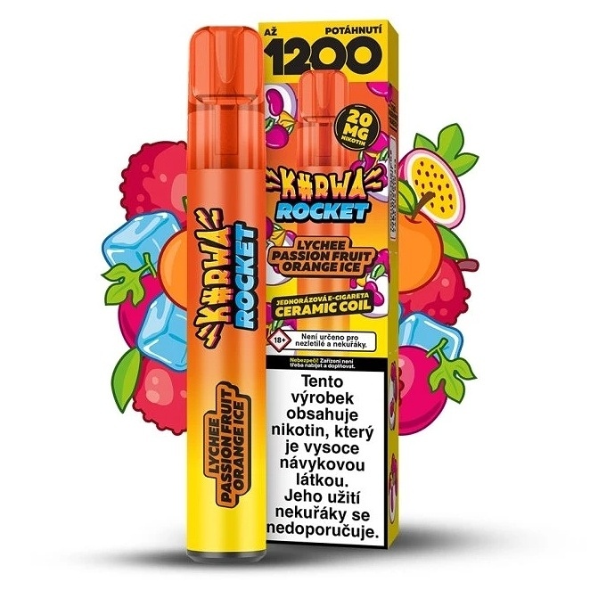 Kurwa Rocket Lychee Passion Fruit Orange Ice 20 mg 1 200 potahů 1 ks