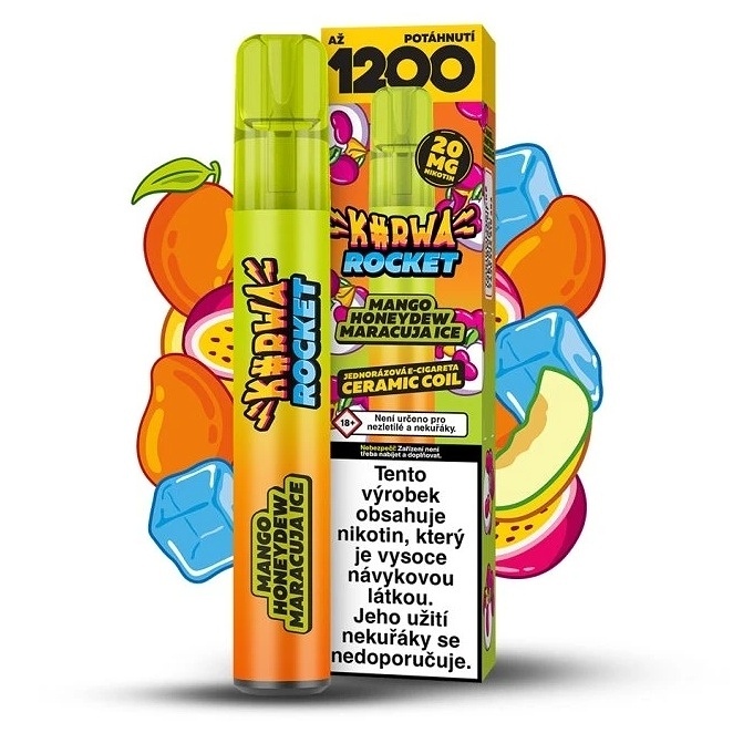 Kurwa Rocket Mango Honeydew Maracuja Ice 20 mg 1 200 potahů 1 ks