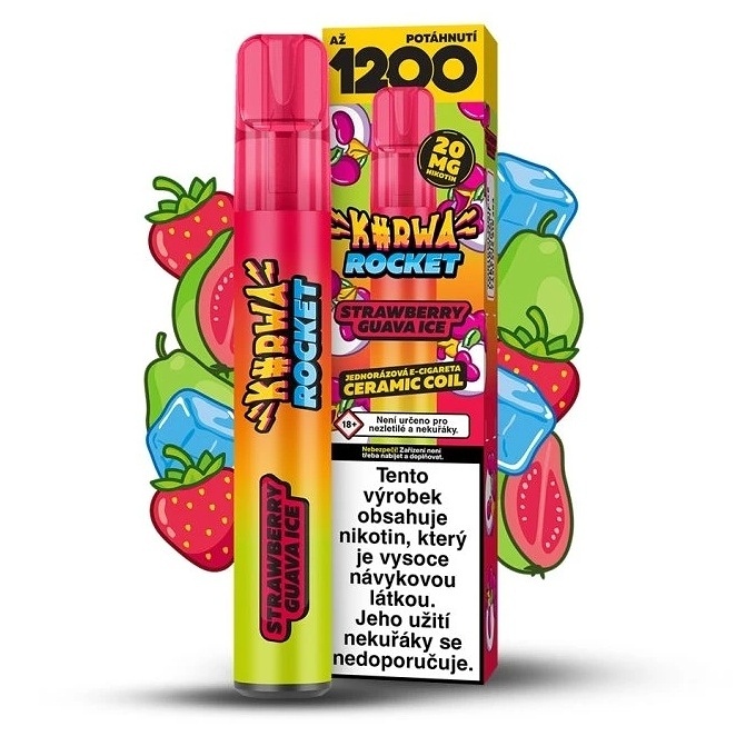 Kurwa Rocket Strawberry Guava Ice 20 mg 1 200 potahů 1 ks