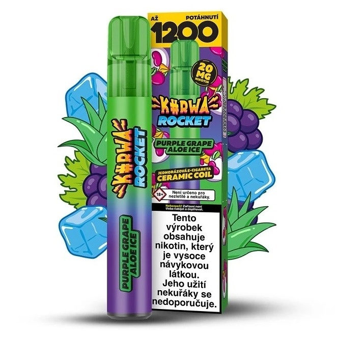 Kurwa Rocket Purple Grape Aloe Ice 20 mg 1 200 potahů 1 ks