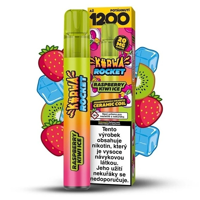 Kurwa Rocket Raspberry Kiwi Ice 20 mg 1 200 potahů 1 ks