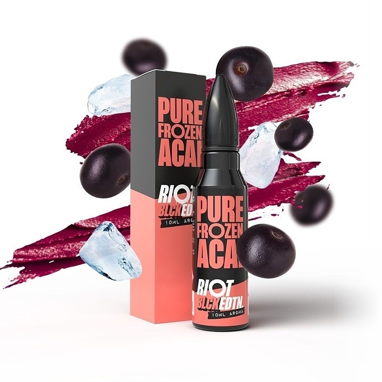 Příchuť Riot Squad BLCK EDTN S&V: Pure Frozen Acai (Ledové bobule acai) objem 10ml tabáková nálepka Kolek Q