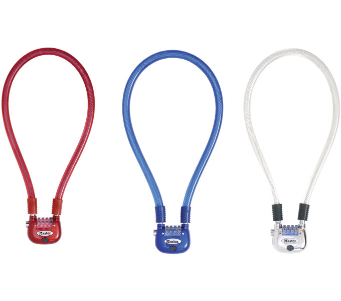 MasterLock Zámek PENDLER 60cm x 12mm svítící nastavitelná kombinace, vinylový potah, stříbrný