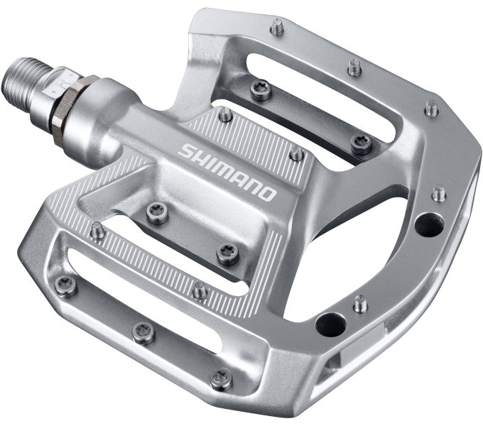 SHIMANO pedály MTB-ostatní PD-GR500 Flat Pedal bez zarážek bez odrazek stříbrná pro BMX/DH