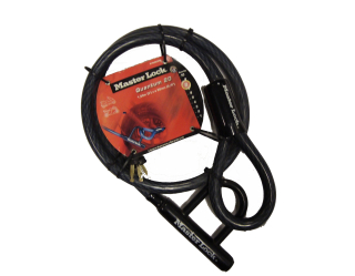 MasterLock zámek na zablokování předního kola motocyklu, 1,5m x 20mm, (8156)