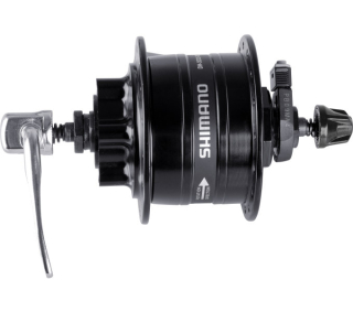 SHIMANO dynamo nába Komfortní DH-3D32-QR 6V, 3,0W pro kot brzdu 6 šroubů RU:133mm 32 děr černá