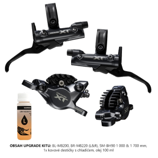 SHIMANO UPGRADE set XT BR-M8200 BL-M8200 BR-př+zad/BL-levá+pravá SM-BH90-1000mm+1700mm resin des.