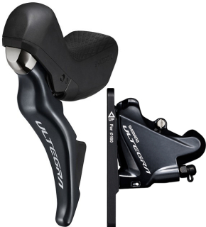SHIMANO kot brzd-set ULTEGRA BR-R8070+ST-R8025 před/levá J-kit (ST) polymer + chl Rotor Size; 160mm