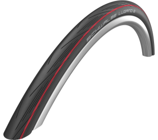 SCHWALBE plášť LUGANO II,25-622,700x25C,K-Guard,dušový,drát,365 g,černá/červená